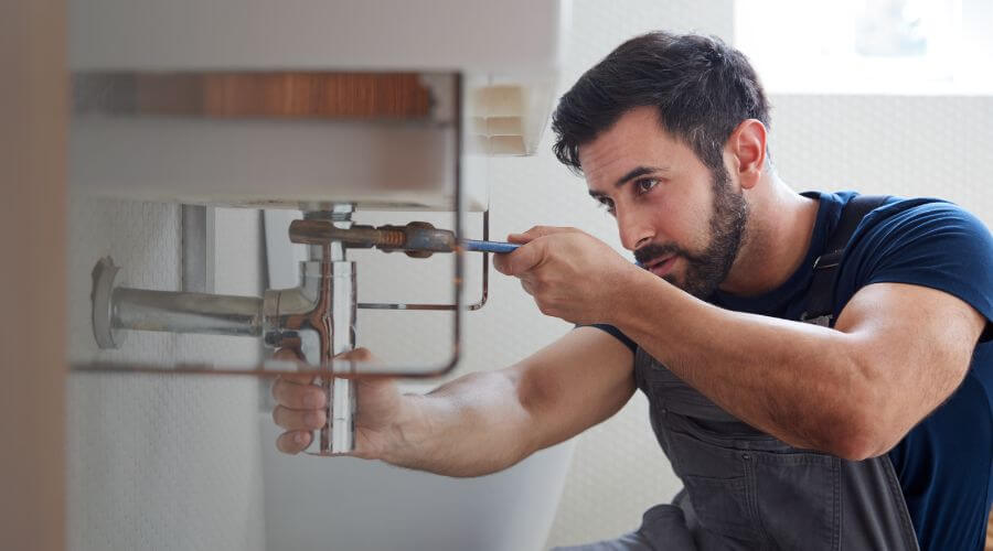 Sink faucet installation in White Sands Missile Range, NM